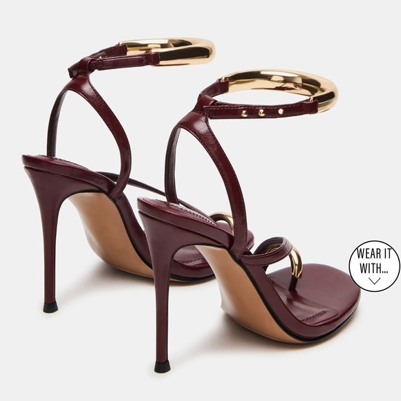 NWT Steve Madden TIA WINE size 8.5 Dark Red Strappy Heels - Picture 7 of 7